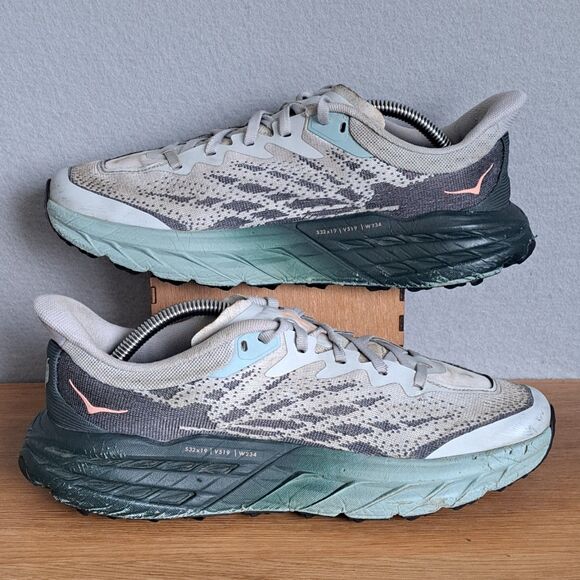 Hoka Speedgoat 5 Womens 8 Gray Trail Running Sneakers Breathable - Picture 5 of 14